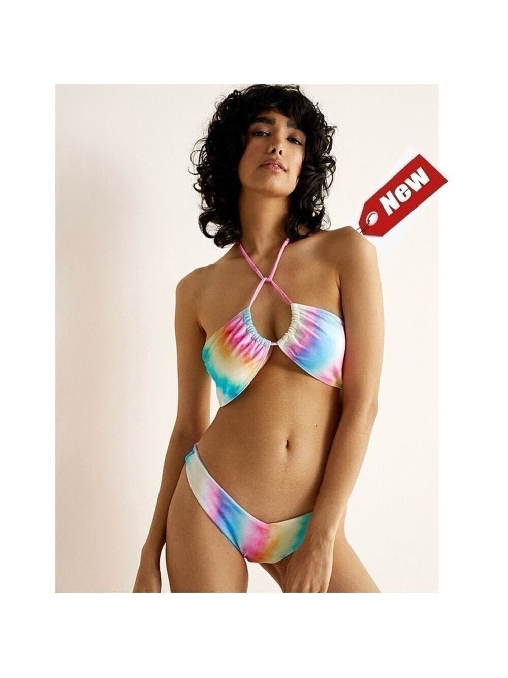 Quintsoul oasis of the seas cross back bandeau top bikini swimsuit set pastel